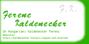 ferenc kaldenecker business card